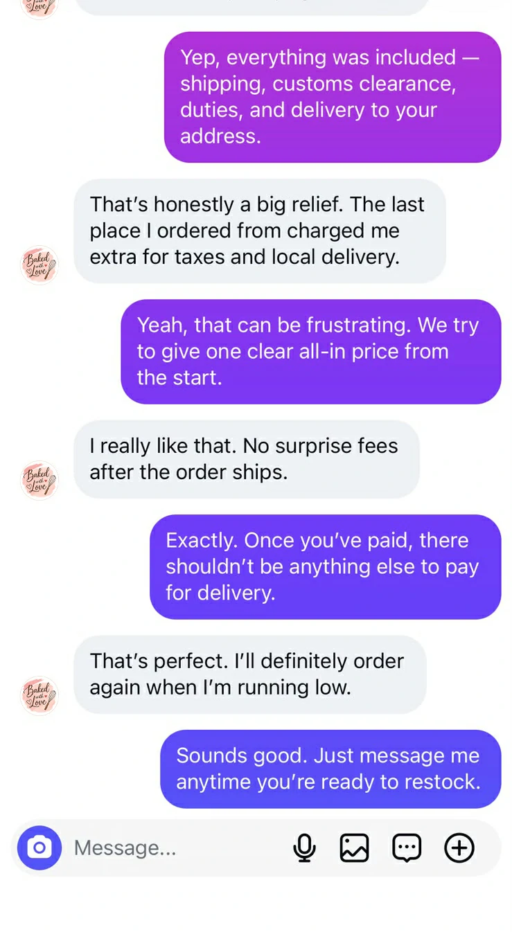 Customer feedback for dessert packaging