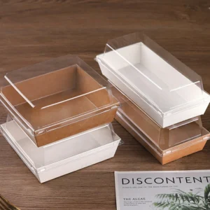 Clear lid bakery and dessert boxes for pastries, cake slices, sandwiches and cookies