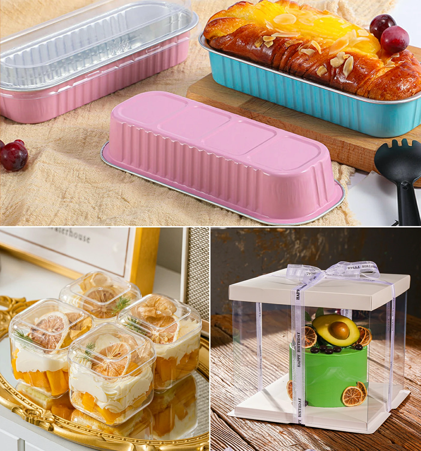 Clear bakery bags with bread and pastries